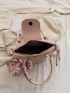 Litchi Embossed Twilly Scarf Decor Satchel Bag Pu