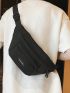 Letter Patch Waist Bag Unisex Black