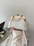 Small Dome Bag Beige Metal Decor Top Handle For Daily