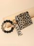 Leopard Print Classic Card Holder Tassel & Beaded Decor For Daily Multi-Card Card Organizer For Storage Credit Cards