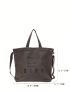 Gray Top Handle Bag Letter Print Double Handle For Daily