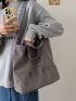 Gray Top Handle Bag Letter Print Double Handle For Daily