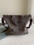 Gray Top Handle Bag Letter Print Double Handle For Daily