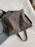 Gray Top Handle Bag Letter Print Double Handle For Daily