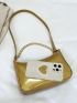 Small Hobo Bag Gold Chain Decor Top Handle