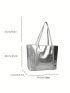 Zipper Shoulder Tote Bag Double Handle Metallic PU Funky