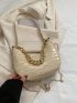 Crocodile Embossed Hobo Bag Chain Decor Top Handle For Daily