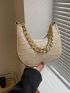 Crocodile Embossed Hobo Bag Chain Decor Top Handle For Daily