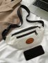 Mini Letter Patch Sling Bag Beige Fashionable