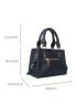 Mini Crocodile Embossed Square Bag Zipper Front Decor Double Handle For Daily