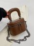 Mini Bucket Bag Brown Minimalist Top Handle For Daily