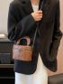 Mini Bucket Bag Brown Minimalist Top Handle For Daily