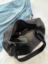 Letter Patch Hobo Bag Black With Coin Purse For Daily