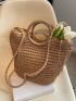 Small Straw Bag Minimalist Ring Strap For Vacation