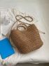 Small Straw Bag Minimalist Ring Strap For Vacation