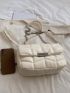 Medium Square Bag Beige Quilted Chain Strap Flap For Work