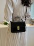 Small Square Bag Black Flap Top Handle For Daily