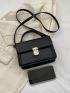 Small Square Bag Black Flap Top Handle For Daily