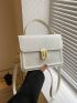 Small Square Bag Beige Flap Top Handle For Daily