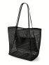 Beach Mesh Tote Bag, Casual Tote Bag Women Foldable Max 23L Shoulder Handbag For Beach Picnic Vacation