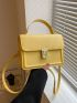 Small Square Bag Yellow Flap Top Handle For Daily