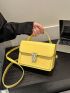 Small Square Bag Yellow Flap Top Handle For Daily