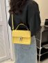 Small Square Bag Yellow Flap Top Handle For Daily