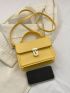 Small Square Bag Yellow Flap Top Handle For Daily