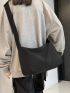 Black Hobo Bag Minimalist Adjustable Strap With Small Wallet