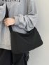 Black Hobo Bag Minimalist Adjustable Strap With Small Wallet