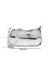 Crocodile Embossed Hobo Bag Chain Strap Silver Funky