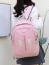 Patch Decor Classic Backpack With Zipper