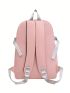 Patch Decor Classic Backpack With Zipper