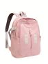 Patch Decor Classic Backpack With Zipper