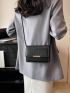 Mini Flap Square Bag Stitch Detail Metal Decor PU