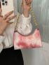 Tie Dye Baguette Bag Chain With Zipper PU Fashionable