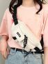 Release Buckle & Letter Patch Decor Fanny Pack With Zipper