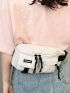 Release Buckle & Letter Patch Decor Fanny Pack With Zipper