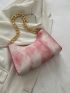 Tie Dye Baguette Bag Chain With Zipper PU Fashionable