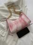 Tie Dye Baguette Bag Chain With Zipper PU Fashionable