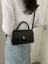 Twist Lock Square Bag Flap Black PU