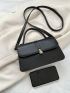 Twist Lock Square Bag Flap Black PU