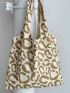 Large Shopper Bag Allover Pattern No-closure Double Handle Polyester