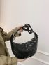 Large Hobo Bag Quilted Detail With Zipper Black PU