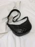 Large Hobo Bag Quilted Detail With Zipper Black PU