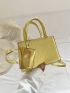 Crocodile Embossed Square Bag Gold Double Handle With Coin Purse
