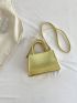 Crocodile Embossed Square Bag Gold Double Handle With Coin Purse