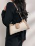 Baguette Bag Litchi Embossed Color Block PU