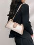 Baguette Bag Litchi Embossed Color Block PU