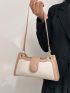 Baguette Bag Litchi Embossed Color Block PU